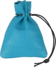 [uxcell] 1 Pcs Drawstring Bag, Leather Coin Purse, Change Purse for Women, Men's Leather Bag, for Jewelry, Keys, Coin Storage(Blue)