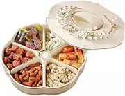 YXUANYZNB Nut Bowl with Lid Dried Fruit Box Ceramic Serving Platters Nut Serving Container Divided Snack Plate Platter