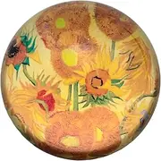 Value Arts Vincent Van Gogh Sunflowers Glass Dome Paperweight, 3 Inches Diameter