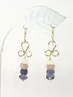 14k Yellow Gold Tanzanite, Moonstone and Swarovski Crystal Drop Dangle Earrings