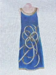 Sharon G Needlepoint Canvas Hand Stitch Painted Blue Ball Gown