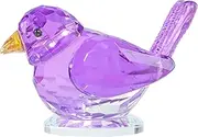 Qianwei Purple Crystal Bird Figurine Collectible - Handmade Glass Animals Figurines Crystal Office Desk Table Home Decor Paperweight