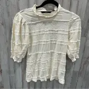 NWT Vero Moda Cream Ruffle Puff Sleeve Peasant Top