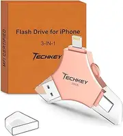 MFi Certified USB 3.0 Flash Drive 256GB for iPhone, 3in1 External Memory Photo Keeper Storage Stick for Picture/Video/Data Saver/Backup, High Speed Thumb/Jump/Hard Drives for iPad/Android/PC (Pink)