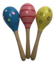 3x WOODEN MARACAS Musical Egg Percussion Toy Shakers Rattles Rumba Party