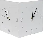 Kepciti Double Sided Corner Clock, Made of Metal Material, Square Digital Clock, Silent Quartz Movement, with LED Light Strip, Decorated on The Living Room, Bedroom, and Study Walls (White)