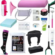BBL Plus with Back Support Pillow - Post Surgery Supplies Kit (36 Piece Set) – After Surgery BBL Recovery Set, Lipo Foam, ABD Pads, Scar Gel & More