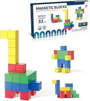32pcs Magnetic Blocks Toy Set for Toddler, Montessori Toys for Kids 3+, STEM Educational Learning Creativity Magnet Building Set