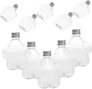 HONMEET 10Pcs Petal Shaped Clear Plastic Sand Art Bottles with Lid Unique Craft Containers for Wishing Messages Beads Candy and Wedding Decorations