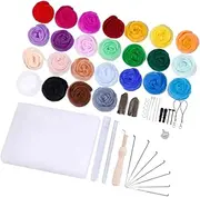 SEWACC DIY Felt Stamp Kit Australian Pure Wool 2g Felt Fiber for Felting Craft Supplies for Animals Jewelry Home Decor