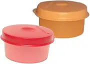 [Tupperware] Smidgets Replacement Condiment Bowls for Bagel Keeper Red and Orange Set