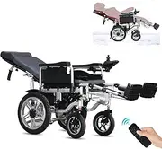 Reclining Electric Wheelchair,Foldable Electric Wheelchairs for Adults,Lightweight All Terrain Motorized Wheelchair for Seniors,Portable Folding Power WheelChairs,Remote Control Mobility Aid-20Miles