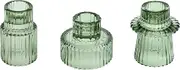 Vixdonos Taper Glass Candlestick Holders Tealight Candle Holders for Table Centerpieces, Wedding Decor and Dinner Party (3 Pcs, Green)