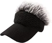 [rockible] Sun Visor Cap with Fake Hair for Men Flair Breathable Outdoor Golf Hat