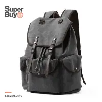 在飛比找蝦皮商城優惠-【Superbuy】帆布大容量後背包/雙肩包 時尚筆記本筆電