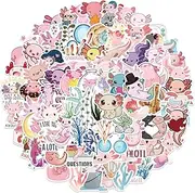 100 Packs Axolotl Stickers Water Bottles Laptop Phone Motorcycle Computer Guitar Skateboard Hydroflasks Axolotl Vinyl Sticker Waterproof Aesthetic Trendy Decals for Teens Girls Adults