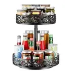 2-Tier Lazy Susan Turntable 360 Degree Rotating Condiments Storage Holder