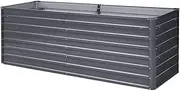 [GREEN FINGERS] Garden Bed Galvanized Steel Planter Box, Gardening Supplies Plant Containers Patio, 240 x 80 x 77cm 2-in-1 Raised Beds Rectangle Grey for Vegetables Flowers Herbs