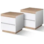 ALFORDSON Set of 2 Bedside Table - Danae Storage Nightstand with 2 Drawers (Wood)