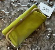 HOBO INTERNATIONAL~RACHEL~TRI-FOLD CLUTCH FRAME CLASPED WALLET~DARK CITRON~BNWT!