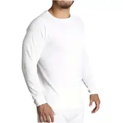 Mens Merino Wool Blend Long Sleeve Thermal Top Underwear Thermals Base Layer Beige / S