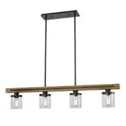 CLA Meti Chestnut Wood Bar Clear Glass Pendant Light