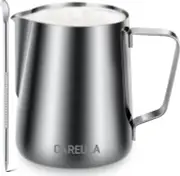 12oz Milk Frother Cup Stainless Steel Milk Steamer Cup,Cappuccino Espresso