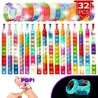 32Pcs Push Pop Bracelet Fidget Toy Stress Relief Sensory Pack,Glow in the Dark