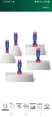 Workpro 3pc Taping Knife With 2pc Putty Knife 4, 6, 8, 10, 12in