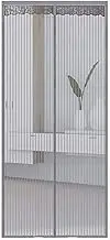48 x 82 Inch Magnetic Door Screen Anti-Mosquito Gauze Curtain Summer Door Curtain Screen Punc Mosquito ct Net Translucent Vented Home Deco ion Silver