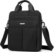 Laptop Bag 14 Inch Briefcase for Men Women Waterproof Nylon Lightweight Compact, Shoulder Messenger Handbag for Business Work Office Travel College Black, Black