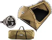 [KINGS] Big Daddy Deluxe Double Swag Camping Dome Tent + Canvas Bag + 2in1 LED Light & Fan