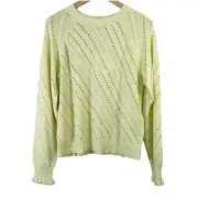 NWT See by Chloe Women's Open Knit Alpaca Wool Crew Neck Pullover Size XL New