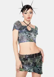 [HOROSCOPEZ] Pulse Effect Denim Mini Skirt