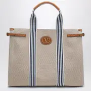 [Valentino Garavani] Large Antibes canvas tote bag One size Beige