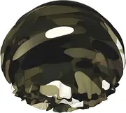 Abstract Camouflage Print Various Activities Shower Cap Reusable Soft And Lightweight Bath Hair Cap Long Hair