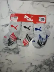 PUMA Baby Infant Boys' 6 Pack Athletic Anklet Socks 0-12 months.NEW