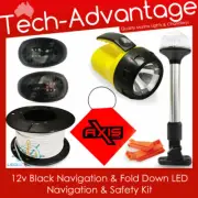 12v BLACK 5-Piece LED Anchor Navigation Boat Lights Wiring Torch Flag Safety Kit