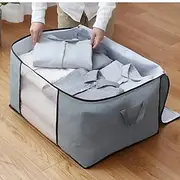 1pc Large Storage Bag Organizer Clothes Under-Bed Storage With Reinforced Handle, Storage Containers For Bedding, Comforters, Clothing, Closet, Clear Window, S