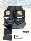 NEW VERSACE Gomma Blk Gold Medusa Rubber Pool Slides Men's (39 EU) (6.5./7 US)