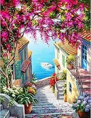 KYOQFVN Landscape Cross Stitch Kits, 11CT Counted Cross Stitch Kits for Adults, Stamped Cross Stitch Patterns Needles Supplies, Beginner Embroidery Kit for Adults 12x16inch