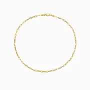 14K Yellow Gold 2mm Paperclip Chain Anklet - 10” inch - ITALY 14K