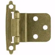 (2) Brainerd Inset 3/8" Overlay Cabinet Hinges, Self-Closing, Antique Brass