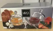 New Mikasa Classics Salina Crystal Domed Covered Condiment Jam Set of 2