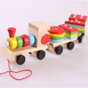 Wooden Train Three-section Tractor Toy Children's Intelligence Puzzle Toys Educa