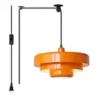 Plug in Pendant Light, Mid Century Orange Hanging Lights with Plug in Cord, 3...