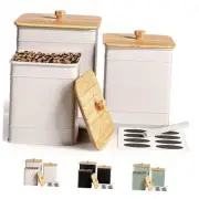 Kitchen Canisters for Countertop Set of 3 with Customizable Chalkboard White