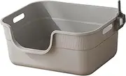 STARTIST Open Top Pet Litter Box Kitty Litter Pan Sifting Litter Tray Bedpan Easy Carry Cat Toilet Sand Box for Small and Large Cats, Gray