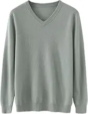 [Zadaos] 100% Solid Cashmere Sweater Men's Pullovers Spring Autumn V-Neck Tops Knit Jacket Pea Gn L