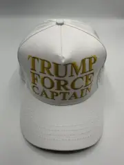 Rare Cali-Fame MAGA Trump Force Captain White Made In America Hat One Size